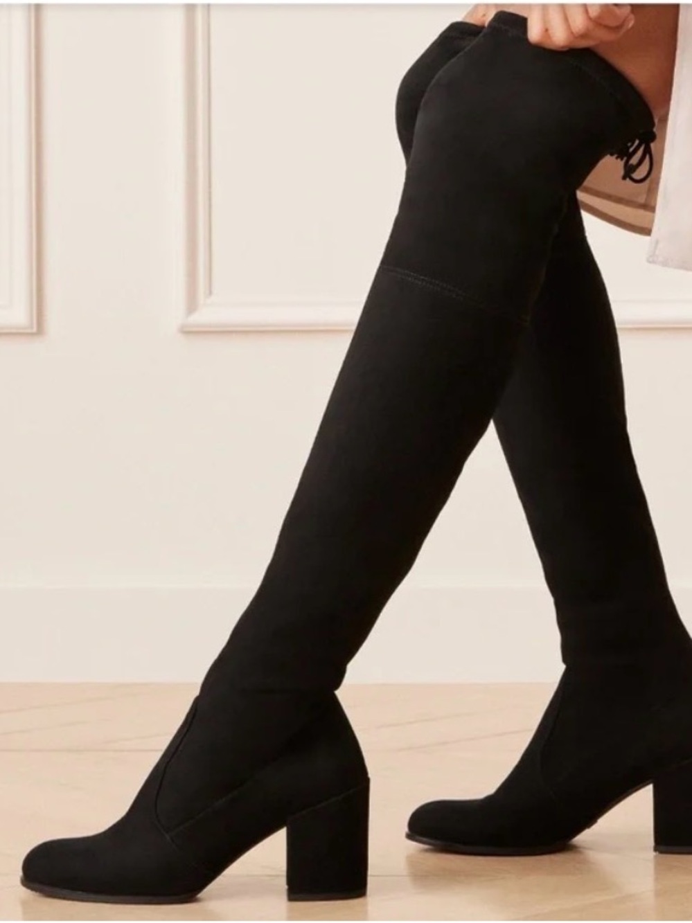Stuart Weitzman Tieland Black Suede Over-the-Knee Boot
